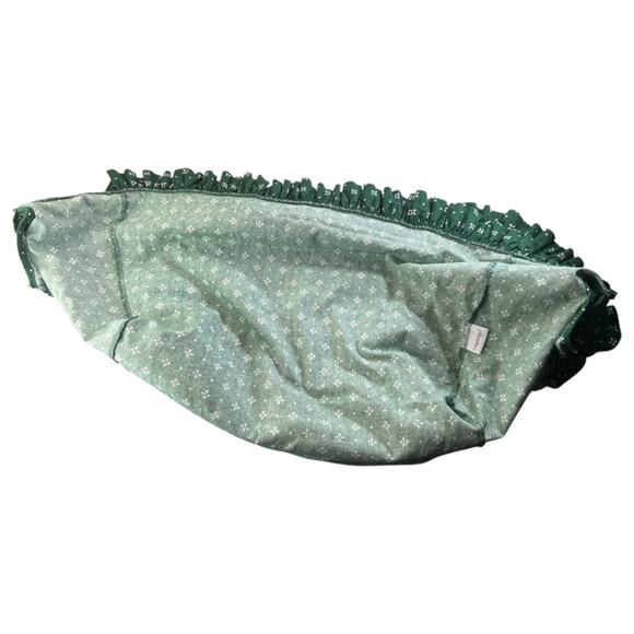 Longaberger Green Heritage 1990s Laundry Basket Liner Green & White - Picture 3 of 10